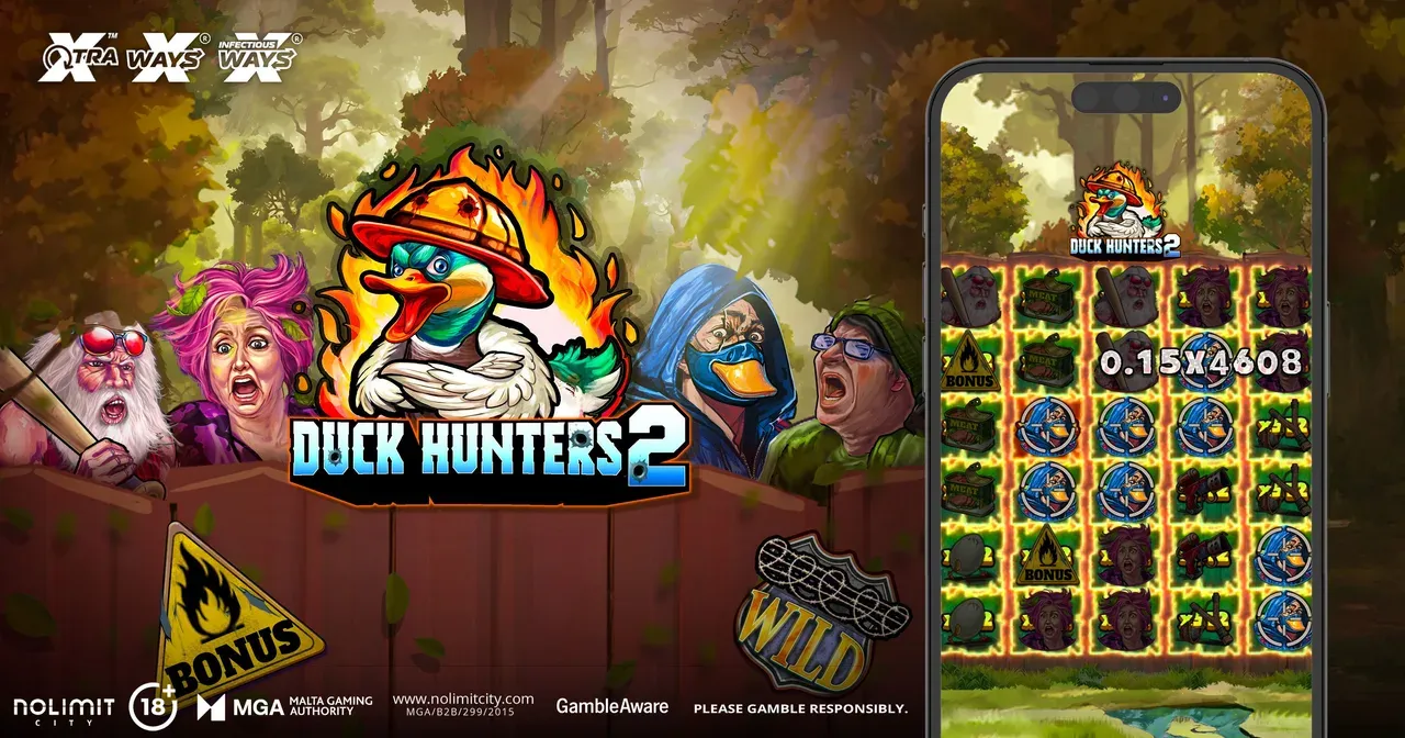 Nolimit City Duck Hunters 2 official press banner and mobile grid preview