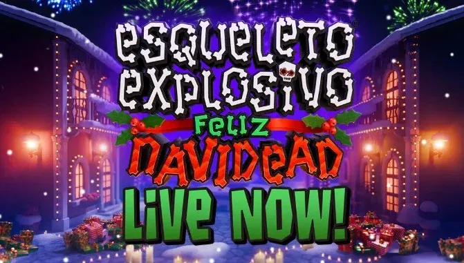 Esqueleto Explosivo Feliz Navidead illustration