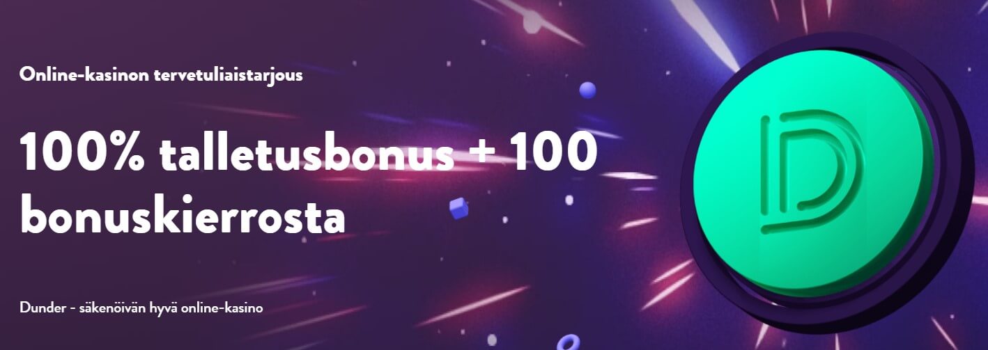 100% bonus 50€ asti + 100 ilmaiskierrosta